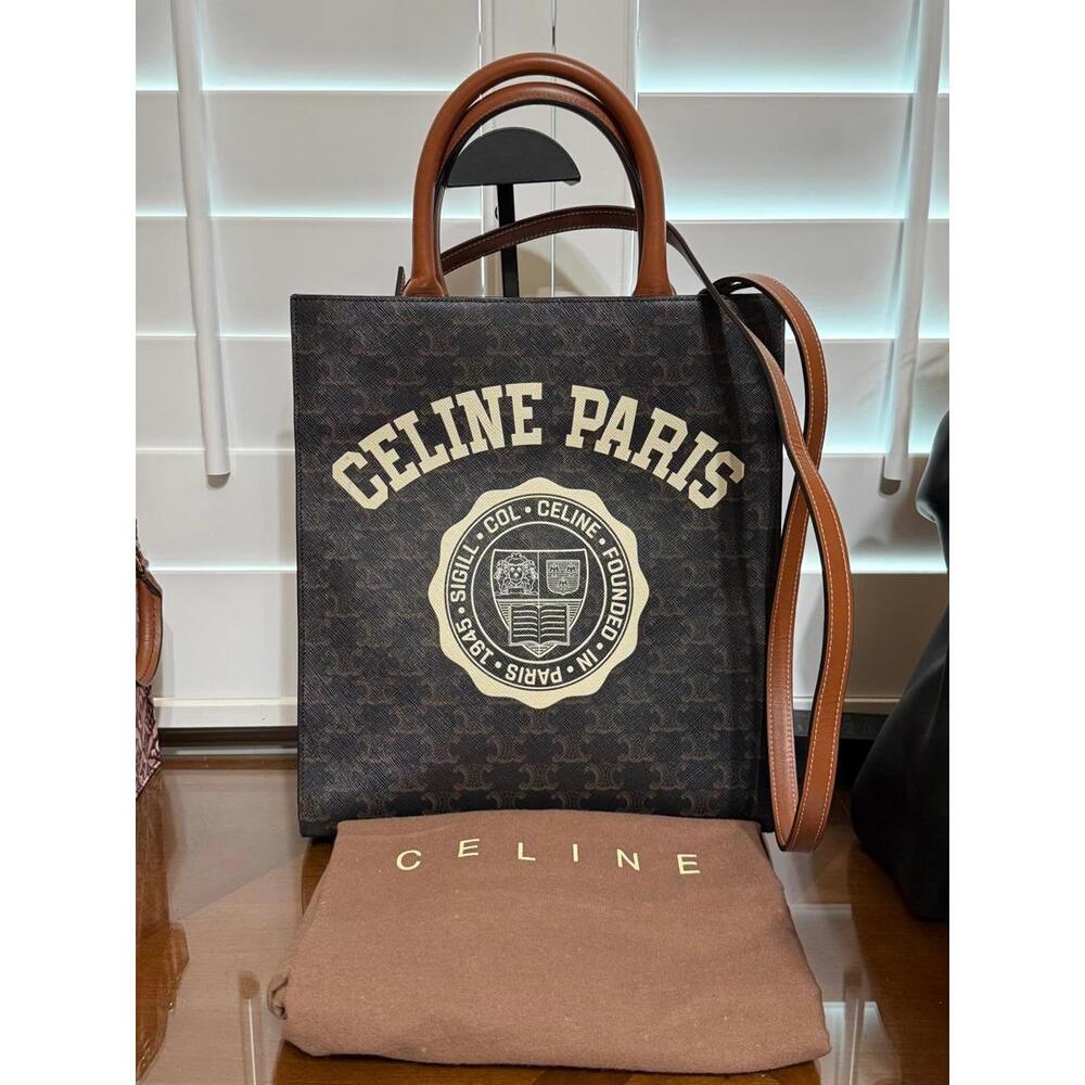 Celine Triomphe Paris Print Small Cabas Tote 2 Way Bag